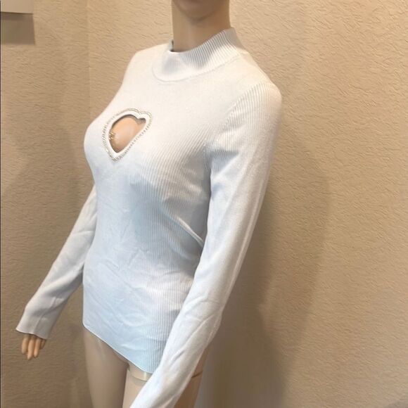 Guess Blue Fitted Sweatshirt with Mandarin Collar - Picture 3 of 6